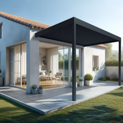 Pergola bioclimatique HELY 4,50×3,062m Vérin à télécommande (Gris anthracite)