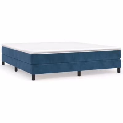 Lit double, Lit adulte, Cadre de lit à ressorts bleu foncé 180×200 cm velours
