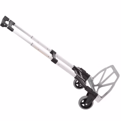 Chariot diable pliable leger telescopique charge 70kg en aluminium argent-noir