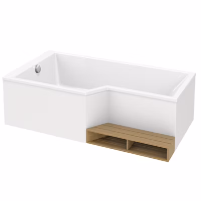 Baignoire bain douche 160 x 90 cm JACOB DELAFON Neo blanc mat gauche