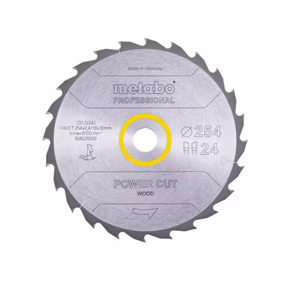 Metabo 628025000 Lame de scie circulaire HW/CT 254 x 30 x 2,4/1,6 mm, 24 dents