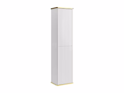 Colonne de salle de bain suspendue striée liseré doré – Blanc – H140 cm – KELIZA