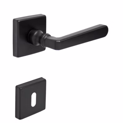 Poignée de porte intérieure sur rosaceZamac époxy noir mat Avec ressort de rappel Hardwarexchange