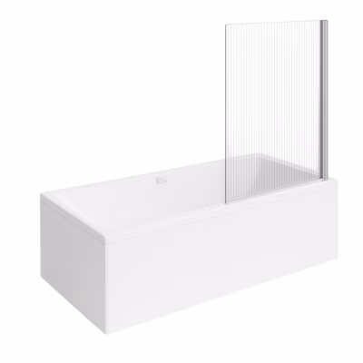 Baignoire droite VILLEROY ET BOCH Collaro 170 x 75cm Blanc mat  vidage et trop plein blanc mat + Pare bain droite AURYS Raywall