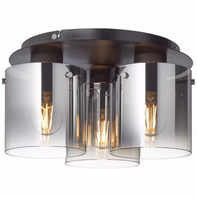 BETH Plafonnier 3L café/verre fumé E27 60W verre/métal ampoule non incluse