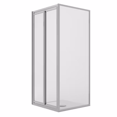Cabine de Douche Angulaire 70x90CM H198 Verre Transparent Fixe+Saloon 2 Pivotantes 90 mod. West