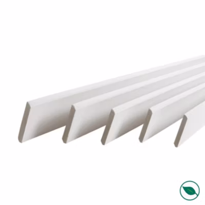 Pack promotionnel de 5 plinthes MDF revetu blanc bord arrondi 2000 x 95 x 9 mm