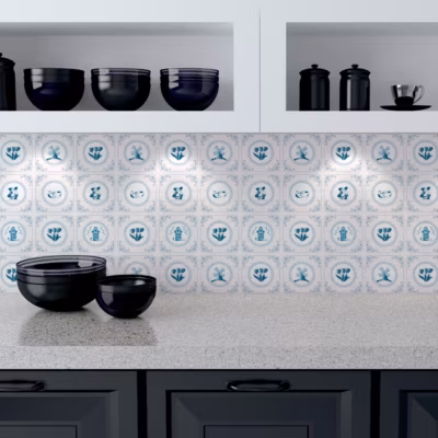 Sticker Mural Carrelage adhésif Cuisine Salle de Bain – 24 STICKERS CARRELAGES DELFT HILVERSUM – 24stickers15x15cm