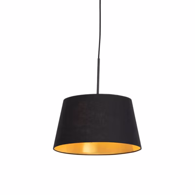 Suspension avec abat-jour en coton noir et or 32 cm – Combi