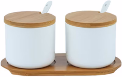 Ensemble 2 pots à épices en céramique 260ml Blanc