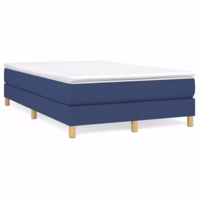 Lit double, Lit adulte, Cadre de lit à ressorts bleu 120×200 cm tissu