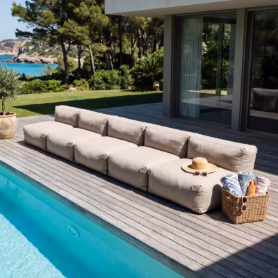 Salon de jardin modulable 5 places beige Mixi  Oviala