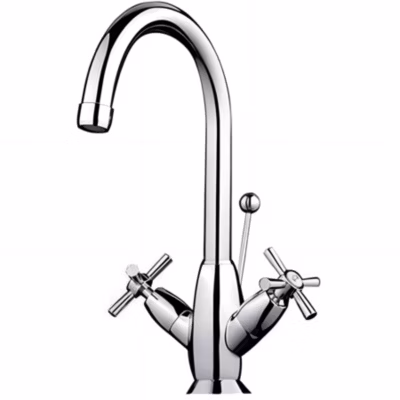 Mitigeur pour évier de cuisine bec haut orientable SANINDUSA Kopa Arc or brossé