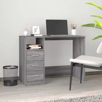 vidaXL Bureau avec tiroirs Sonoma gris 102x50x76 cm Bois d&rsquo;ingénierie 823038