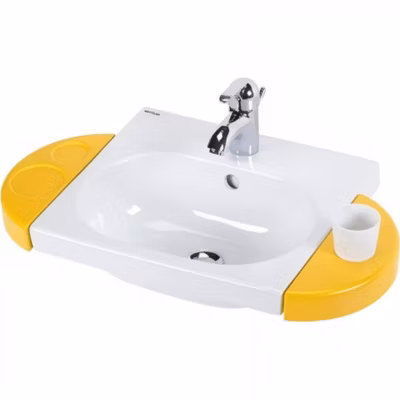 Lavabo mural pour enfant céramique traditionnelle SANINDUSA WCkids sanitaires pour enfant 43 avec trous pour accessoire blanc