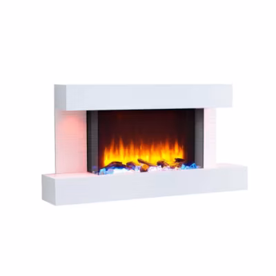 Cheminée électrique BALDERIA Aieda – Cheminée sur pied, chauffage 2000 W – Blanc