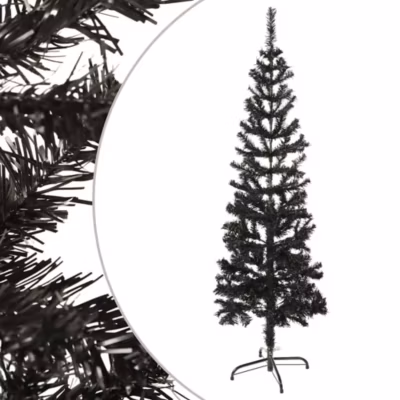 Sapin de Noël étroit Noir 150 cm vidaXL