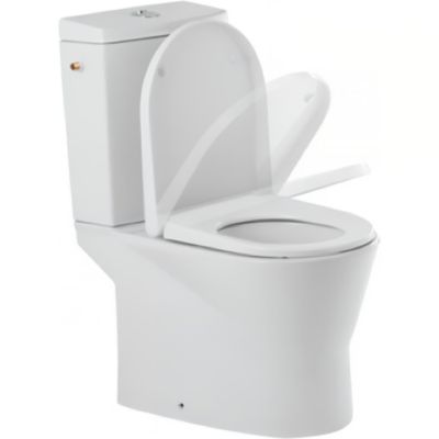 Pack WC cuvette+réservoir+abattant+fixations caréné évacuation par dessous alim. chasse par le côté abattant frein de chute blanc