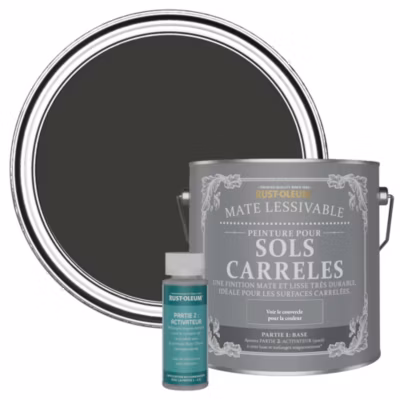 Peinture Noire Lessivable pour Sols Carrelés, Finition Mate – RUST-OLEUM – Magie noire 2,5L
