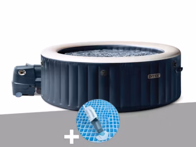 Kit spa gonflable Intex PureSpa Blue Navy rond Bulles 6 places + Aspirateur
