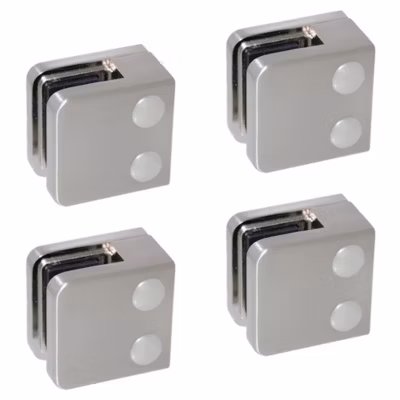 4 x Pince à verre plate modèle 01 – Ep. verre 6,76 mm – Inox 304 brossé GR320