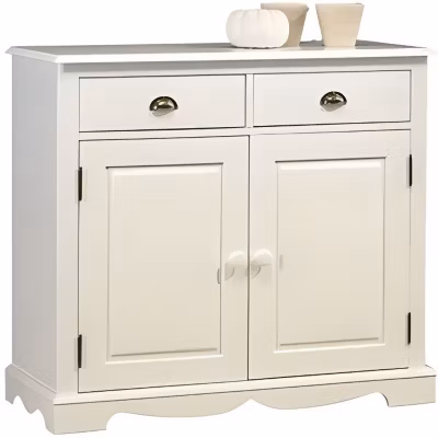 Buffet Blanc 2 Portes 2 Tiroirs de Style Anglais