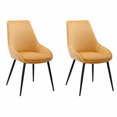 Lot de 2 chaises en velours jaune pieds en métal noir – JAZZY