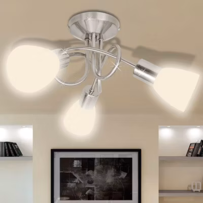 vidaXL Plafonnier Abat-jour Verre 3 Ampoules Luminaire Lampe Suspension Lustre 240983