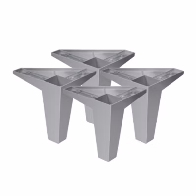 4un. Pied de meuble incliné scandinave pied nordique en résine plastique ABS ANTI-HUMIDITÉ couleur aluminium mat. Hauteur 100mm
