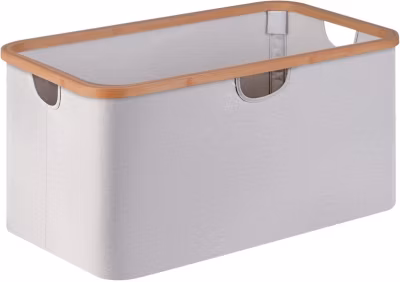 Panier à linge pliable 63 L gris clair avec cadre bambou