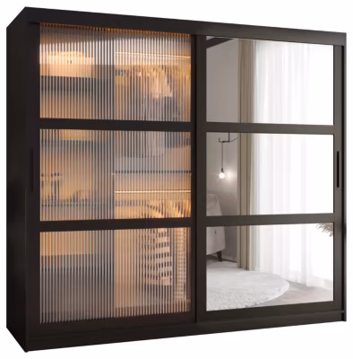 Armoire FLUTES  2 a portes coulissantes H. 200 x L. 200 x P. 62 2 portes
