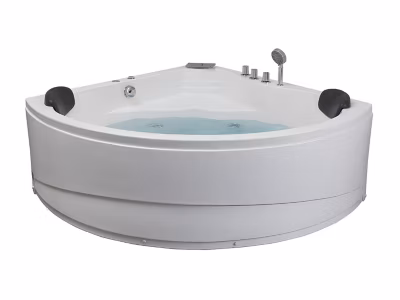 Baignoire balnéo d&rsquo;angle avec système de cascade – 150 x 150 x 60 cm – 2 places – 350 L – AGLENA