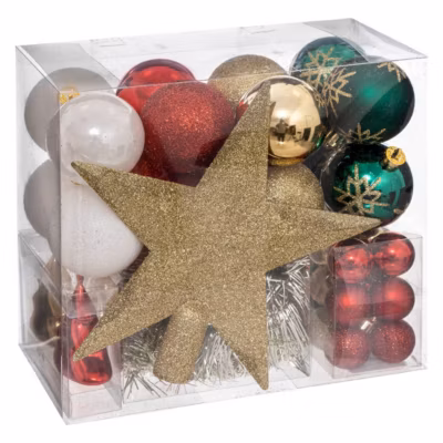 Kit de sapin Atelier des lutins 44 pièces doré/rouge – Atmosphera