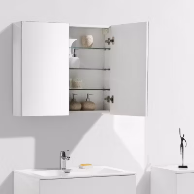 Armoire de toilette bloc-miroir SIENA largeur 80 cm blanc laque