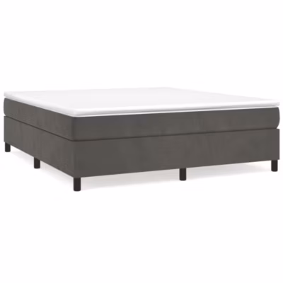 Lit double, Lit adulte, Cadre de lit à ressorts gris foncé 180×200 cm velours