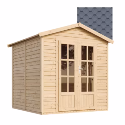 Cabane en bois avec plancher, avec bardeaux bitumineux couleur l233xP222xH233cm M351FB+H351FBGREY – Timbela