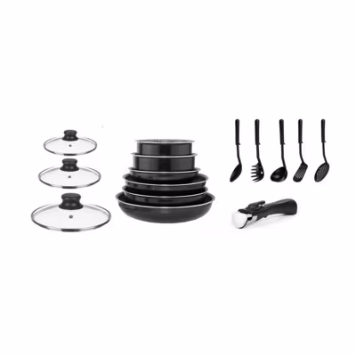 ARTHUR MARTIN Batterie de cuisine amovible 15 pieces 16-20-22-24-26 cm noir