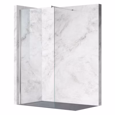 Balneo Paroi de douche À l&rsquo;italienne 60x200cm, En 8mm Verre Anticalcaire, Avec Barre De Fixation, Beira chrome