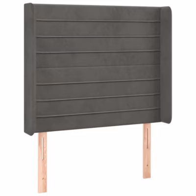 vidaXL Tête de lit avec oreilles Gris foncé 103x16x118-128 cm Velours3119763
