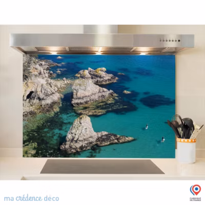 Crédence cuisine fond de hotte Paddle à Morgat – Verre trempé – L 90 cm x H 70 cm