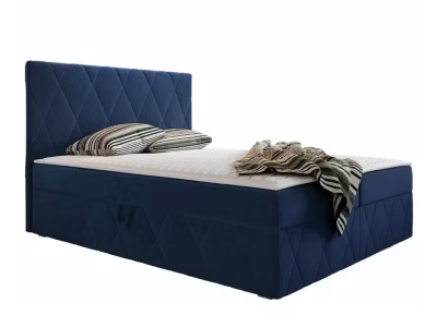 Lit continental Comfivo 225, Double, Bleu, Tissu, Disponible
