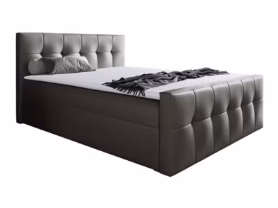 Lit continental Baltimore 138, Double, Gris, Faux cuir, Disponible