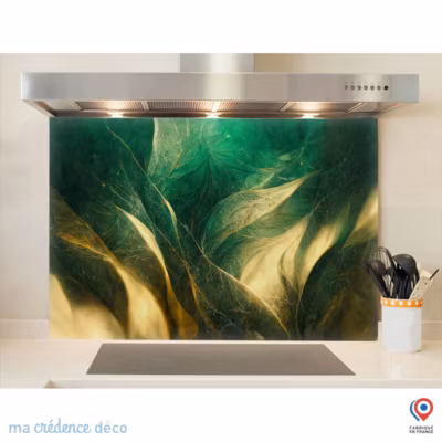 Crédence cuisine fond de hotte Marbre doré 7 – Verre trempé – L 60 cm x H 45 cm – MaCrédenceDéco