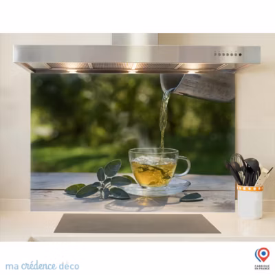 Crédence cuisine fond de hotte Thé à la menthe – Alu composite – L 70 cm x H 60 cm – MaCrédenceDéco