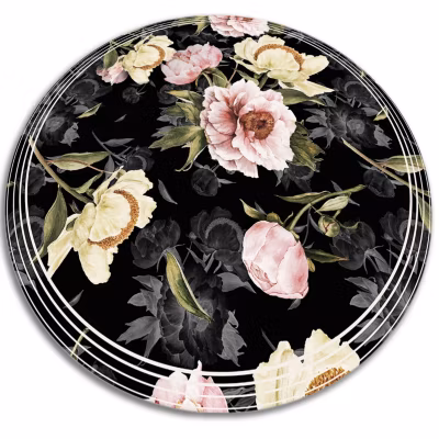 Tapis vinyl rond pour la salle à manger Tulup fi130 cm Imperméable lavable Roses