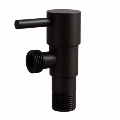 BALNEO – robinet d&rsquo;angle à tête céramique 1/2 x 3/4 noir – robinet de coupure pour tuyaux d&rsquo;eau en acier inoxydable