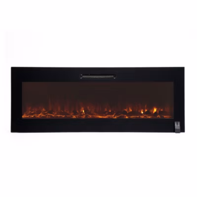Cheminee Electrique Murale Encastrable 2000W Kekai Oregon 127x16x48 cm Noir avec Simulation de Feu Telecommande pour Interieur
