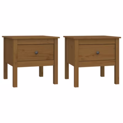 813801 vidaXL Tables d&rsquo;appoint 2pcs Marron miel 50x50x49cm Bois massif de pin