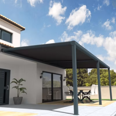 Pergola toile SUNLIGHT Gris anthracite – 5,00×3,00m (Motorisé à télécommande secours – Gris Anthracite)