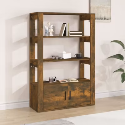 819473 vidaXL Buffet Chêne fumé 80x30x119,5 cm Bois d&rsquo;ingénierie